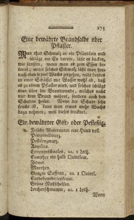Eine bewährte Brandsalbe oder Pflaster