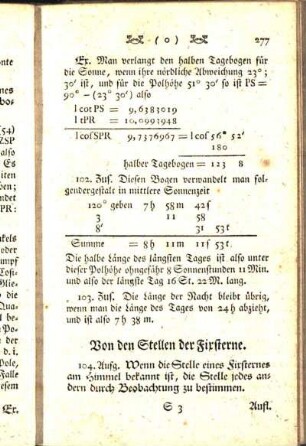 Von den Stellen der Fixsterne