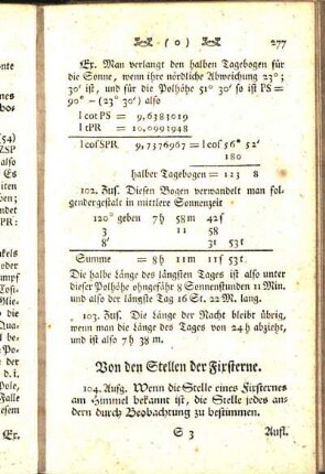 Von den Stellen der Fixsterne