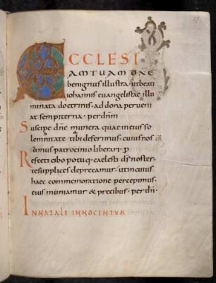 Zierinitiale / Randleisteninitiale mit Rankenbesatz: E(cclesi)