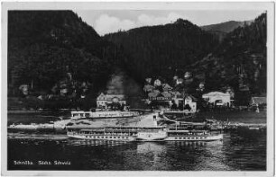 Bad Schandau-Schmilka. Ortsansicht über die Elbe, Ansichtskarte