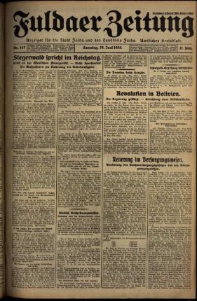 Erste Ausgabe vom Samstag, den 28. Juni 1930.