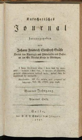 Vierter Jahrgang. Viertes Heft. 1797.