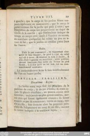 Article Troisieme, Deuxième Leçon.
