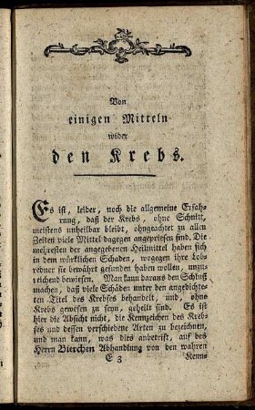 Von einigen Mitteln wider den Krebs.
