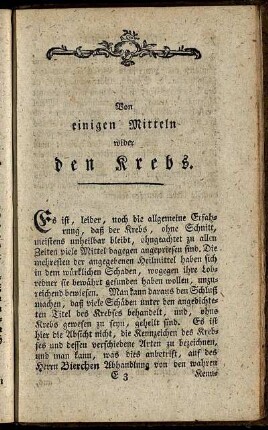 Von einigen Mitteln wider den Krebs.