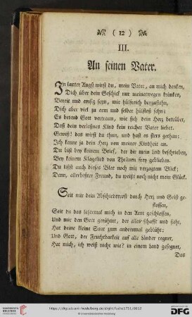 III. An seinen Vater