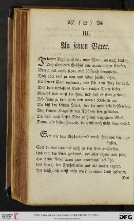 III. An seinen Vater