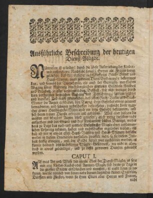 Ausführliche Beschreibung der heutigen Dienst-Mägde.