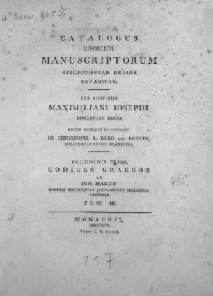 Catalogus codicum manuscriptorum Graecorum Bibliothecae Regiae Bavaricae, 3. Cod. CCXXXIV - CCCXLVII cont. : Acc. Indices