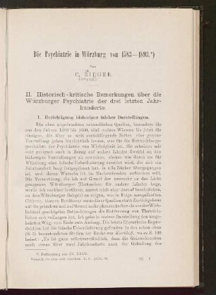 Fortsetzung: Die Psychiatrie in Würzburg von 1583 - 1893