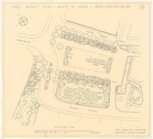 Öffentliche Grünanlage an der Stadthalle und Karl-August-Jung-Platz, Haan: Karl-August-Jung-Platz: Bepflanzungplan Grundriss 1:200
