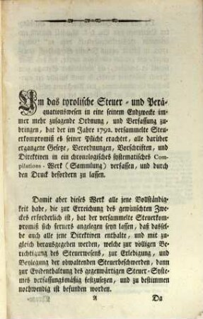 Chronologisches systematisches Compilations-Werk über das Steuer- und Peräquationswesen Tyrols. Im Jahre 1793.