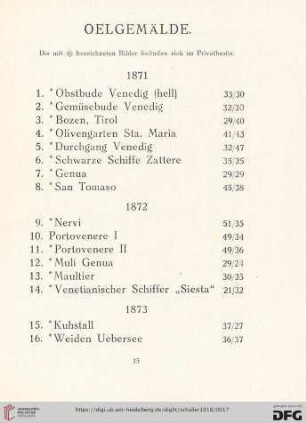 Oelgemälde (Nr. 1-130)