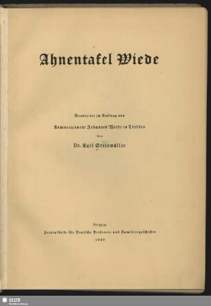 Ahnentafel Wiede