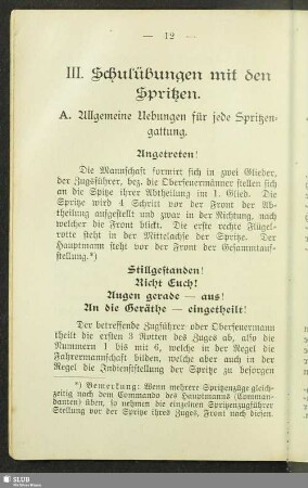 III. Schulübungen mit den Spritzen