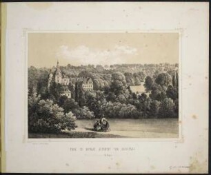 [Bl. 2] : Park zu Muskau. Aussicht vom Bergpark, Stahlstich, um 1867 : Ansichten aus dem Park zu Muskau / [Naturz. u. lith. v. Arldt]. - Muskau i./d. Ober-Lausitz : Ahner ; Dresden : Braunsdorf , [circa 1867]. - [22] Bl. : überw. Ill. ; quer-8°. - Ausg. mit 21 Stahlstichen
