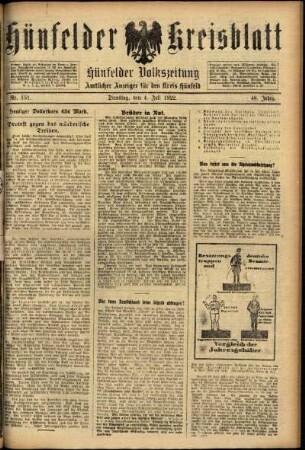 Ausgabe vom Dienstag, den 04. Juli 1922.
