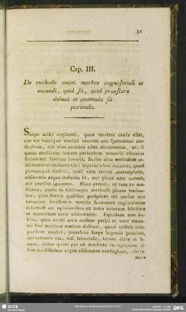 Cap. III. De methodo animi morbos cognoscendi et curandi, quid sit, quid praestare debeat et quomodo sit parienda