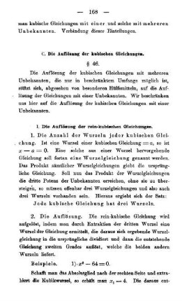 C. Die Auflösung der kubischen Gleichungen. § 46-58.