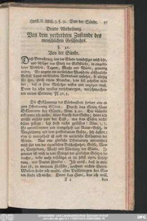 Dritte Abtheilung. Von dem verderbten Zustande des menschlichen Geschlechts.