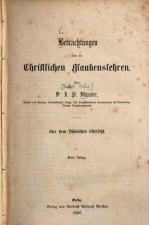 Betrachtungen über die christlichen Glaubenslehren