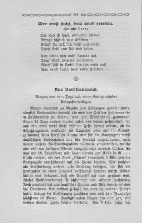 34. Aus Nordfrankreich - Auszug aus dem Tagebuch eines Saargemünder Kriegsfreiwilligen