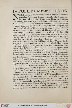 IV. Publikum und Theater