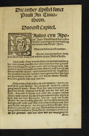 Die ander Epistel Sanct Pauli An Timotheon.