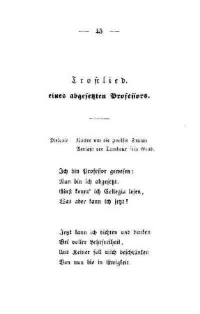 Trostlied eines abgesetzten Professors
