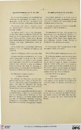 General-Versammlung vom 10. Juli 1895 / Assemblée générale du 10 juillet 1895