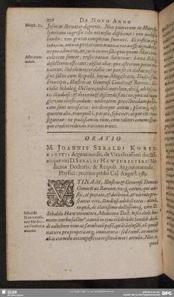 Oratio M. Joannis Sebaldi Kobenhauptii Anrgentinensis, de Vita clarissimi doctissimique viri D. Sebaldi Hawenreutheri: Medincinae Doctoris: & Reipub. Argentoratensis Physici: recitata pridie Cal. August. 1589