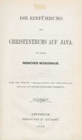 Die Einführung des Christenthums auf Java