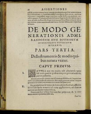 Pars Tertia. De Instrumentis & modis quibus natura utitur.