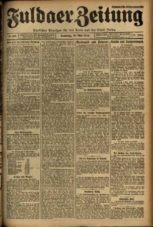 Erste Ausgabe vom Samstag, den 10. Mai 1924.
