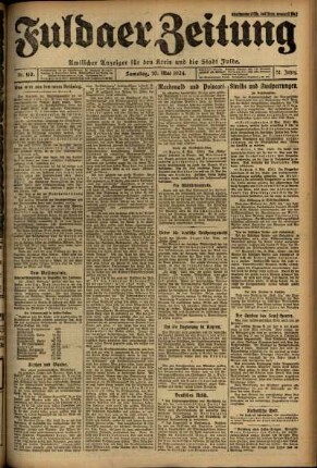 Erste Ausgabe vom Samstag, den 10. Mai 1924.