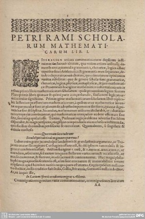 PETRI RAMI SCHOLARUM MATHEMATICARUM LIB. I.
