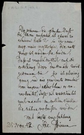 Brief von Jacob Grimm an Joseph Savoye