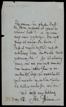 Brief von Jacob Grimm an Joseph Savoye