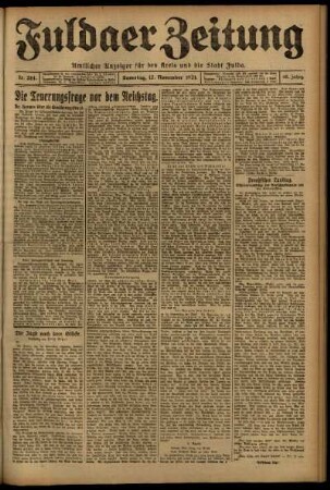 Erste Ausgabe vom Samstag, den 12. November 1921.