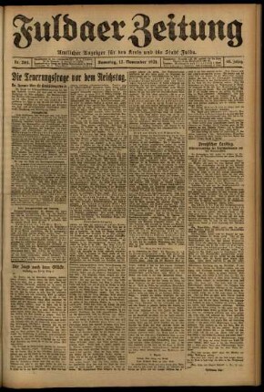Erste Ausgabe vom Samstag, den 12. November 1921.