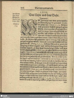 LXXVII. Das Letzte und das Beste