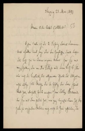 50: Brief von Hugo Planck an seinen Onkel Gottlieb Planck, Leipzig, 23.5.1897
