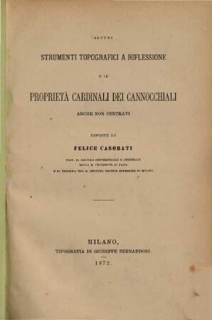 Alcuni strumenti topografici a riflessione e le proprietà cardinali dei canocchiali anche non centrati