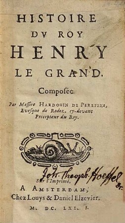 Histoire Dv Roy Henry Le Grand