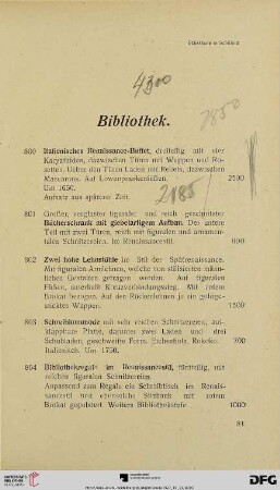 Bibliothek (Nr. 800-1069)