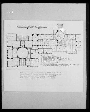 Brüssel, Weltausstellung 1910, Deutsche Abteilung, Übersichtsplan der Halle für Raumkunst und Kunstgewerbe