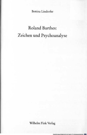 Roland Barthes: Zeichen und Psychoanalyse