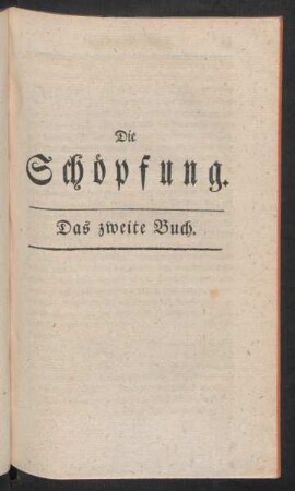 Die Schöpfung. Das zweite Buch.