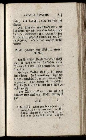 XLI. Zeichen der Geburt einer Mola. - XLVIII. Zeichen einer angeschuldigten Krankheit.